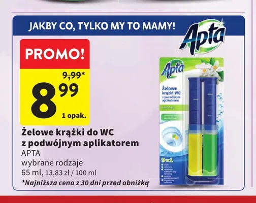Żelowe krążki do WC z podwójnym aplikatorem Apta promocja w Intermarche