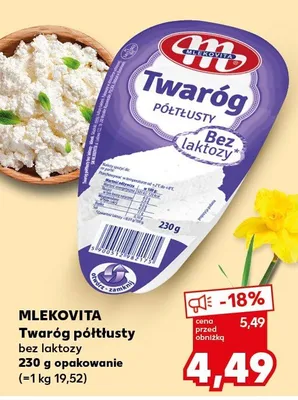 Twaróg półtłusty bez laktozy promocja w Kaufland