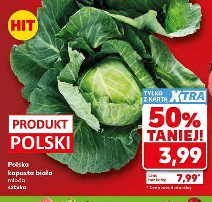 Polska kapusta biała młoda promocja w Kaufland