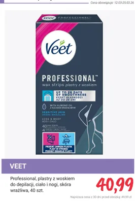 Plastry z woskiem do depilacji Professional, ciało i nogi, skóra wrażliwa promocja w Rossmann