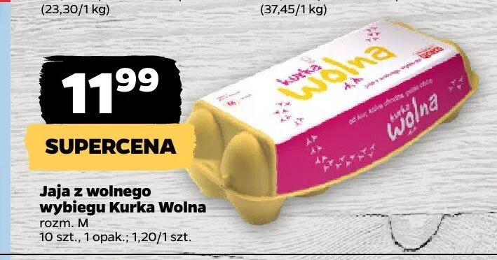 Jaja z wolnego wybiegu Kurka Wolna rozm. M promocja w Netto