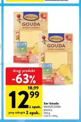 Ser gouda w plastrach Włoszczowa promocja w Intermarche