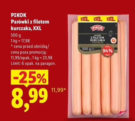 Parówki z filetem kurczaka XXL Pikok promocja w Lidl