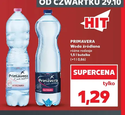 Woda źródlana gazowana Primavera promocja w Kaufland