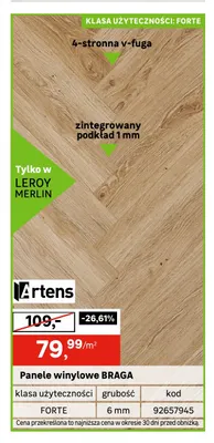 Panele winylowe Braga Artens promocja w Leroy Merlin