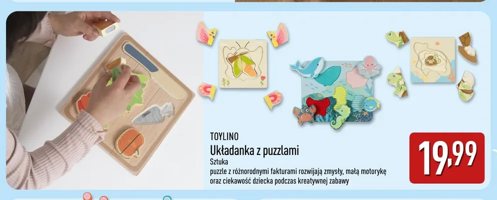 Układanka z puzzlami Toylino promocja w Aldi
