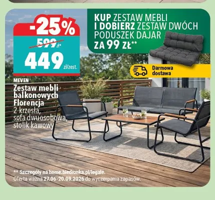 Zestaw mebli balkonowych Meven Florencja promocja w Biedronka Home