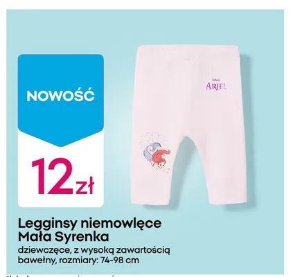 Legginsy niemowlęce Mała Syrenka dziewczęce z wysoką zawartością bawełny promocja w Pepco
