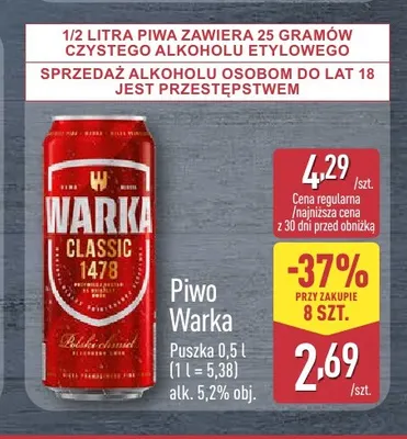 Piwo Warka Classic promocja w Aldi
