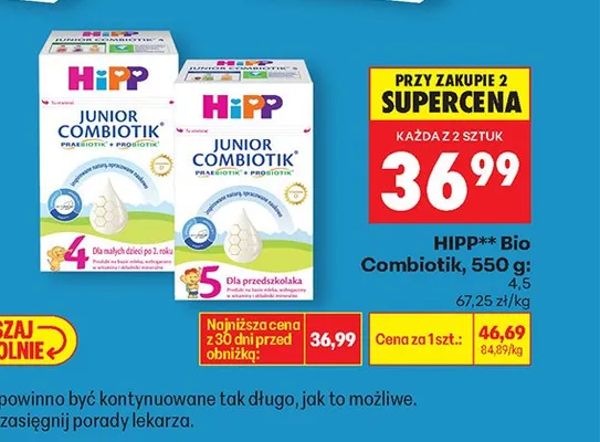 Bio Combiotik mleko następne 4, 5 promocja w Biedronka