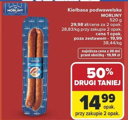 Kiełbasa podwawelska Morliny promocja w Carrefour