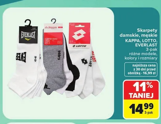 Skarpety damskie męskie Lotto 3-pak promocja w Carrefour