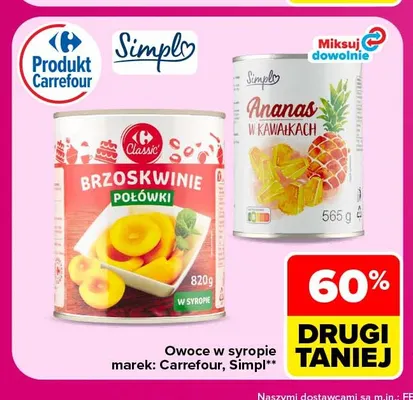 Brzoskwinie połówki w syropie Carrefour promocja w Carrefour
