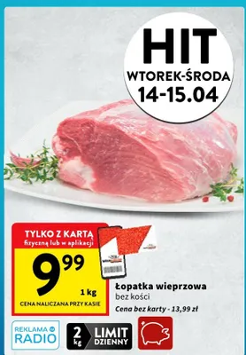 Łopatka wieprzowa bez kości promocja w Intermarche