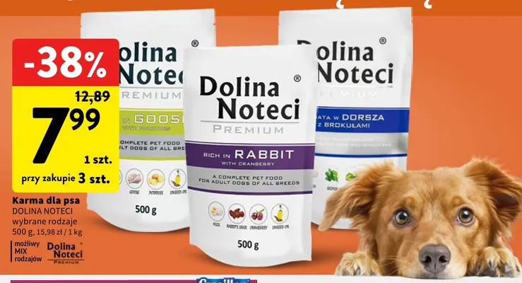 Karma dla psa Dolina Noteci bogata w królika z żurawiną promocja w Intermarche