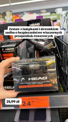 Lampka rowerowa przednia z komputerem + tylna lampka + dzwonek HEAD promocja w Biedronka