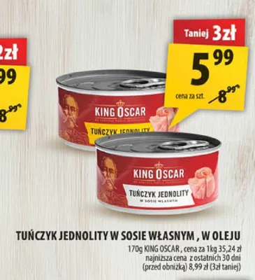 Tuńczyk jednolity w sosie własnym King Oscar promocja w Arhelan
