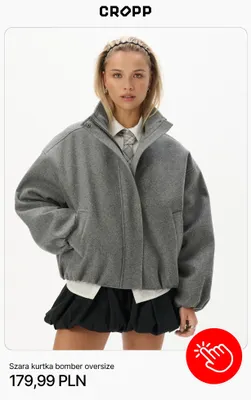Szara kurtka bomber oversize Cropp promocja w Cropp
