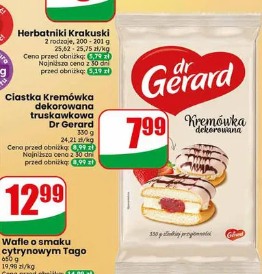 Ciastka Kremówka dekorowana truskawkowa Dr Gerard promocja w Dino