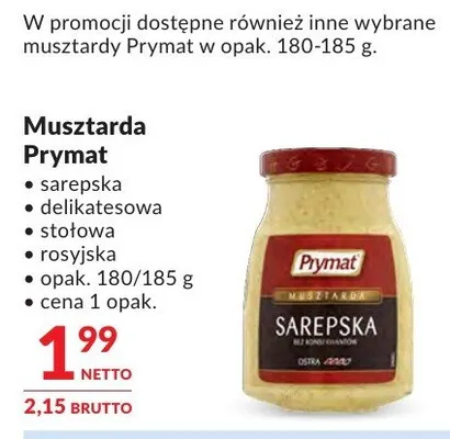 Musztarda Prymat sarepska / delikatesowa / stołowa / rosyjska promocja w Makro