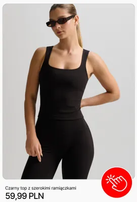Czarny top z szerokimi ramiączkami Cropp promocja w Cropp