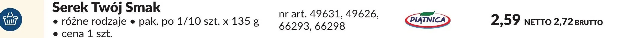 Serek Twój Smak różne rodzaje 135g promocja w Makro