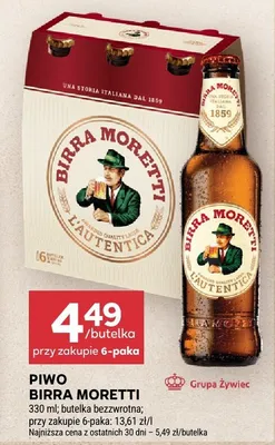 Piwo Birra Moretti L'Autentica promocja w Stokrotka