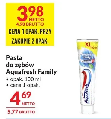Pasta do zębów Aquafresh Family promocja w Makro
