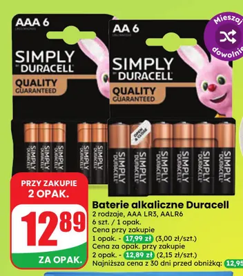 Baterie alkaliczne Duracell Aa LR6 promocja w Dino