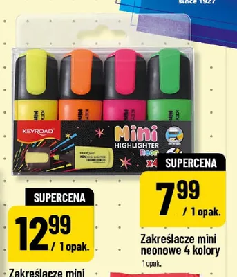 Zakreślacze mini neonowe 4 kolory Keyroad 4-pak promocja w POLOmarket