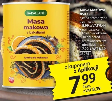 Masa makowa z bakaliami promocja w Selgros
