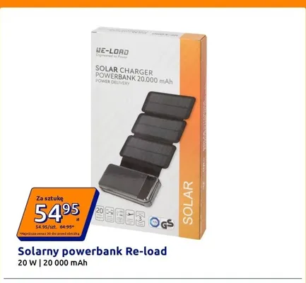 Solarny powerbank Re-load 20000mAh promocja w Action