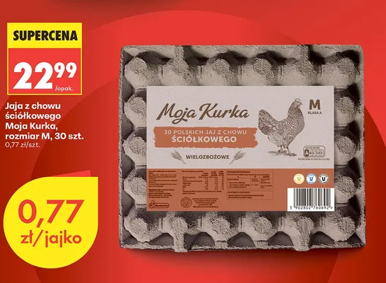 Jaja z chowu ściółkowego Moja Kurka rozmiar M promocja w Biedronka
