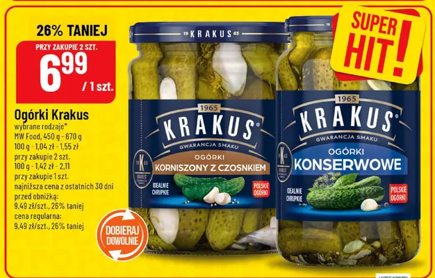 Ogórki korniszony z czosnkiem/konserwowe promocja w POLOmarket