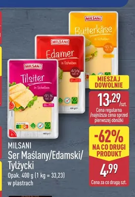 Ser tylżycki w plastrach Milsani promocja w Aldi