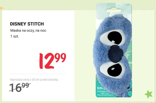 Maska na oczy na noc DISNEY STITCH promocja w Rossmann