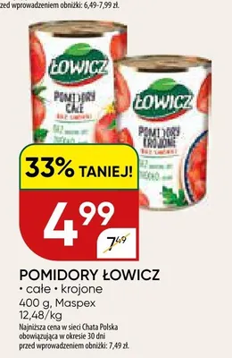 Pomidory krojone Łowicz promocja w Chata Polska