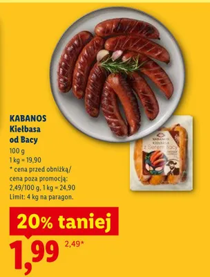 Kiełbasa od Bacy Kabanos promocja w Lidl