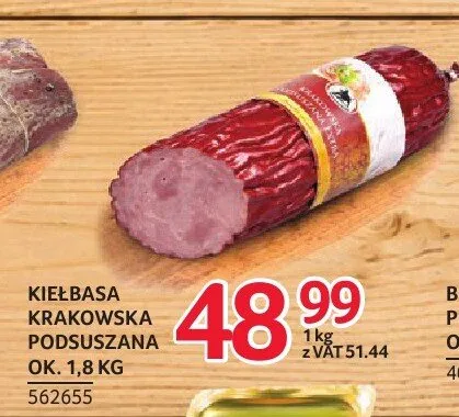 Kiełbasa krakowska podsuszana ZMB Białystok promocja w Selgros