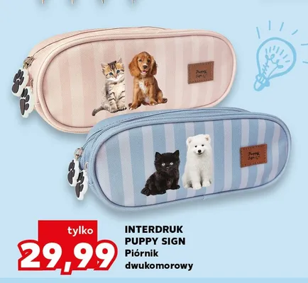 Piórnik dwukomorowy Interdruk Puppy Sign promocja w Kaufland