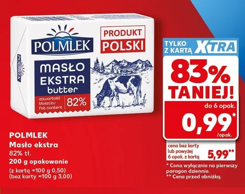 Masło ekstra Polmlek 82% tł. promocja w Kaufland