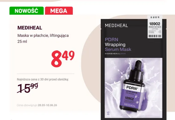 Maska w płachcie liftingująca Mediheal promocja w Rossmann