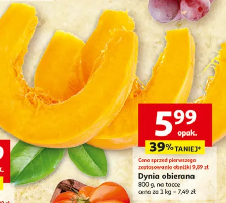 Dynia obierana, 800g, na tacce promocja w Auchan