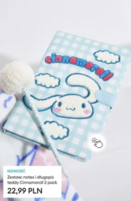 Zestaw notes i długopis teddy Cinnamoroll 2-pak promocja w Sinsay