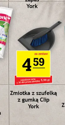 Zestaw zmiotka z szufelką z gumką Clip York promocja w Gram Market
