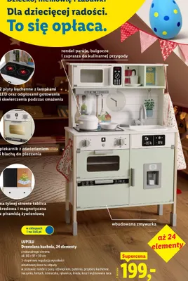 Zabawkowa drewniana kuchnia, 24 elem. promocja w Lidl