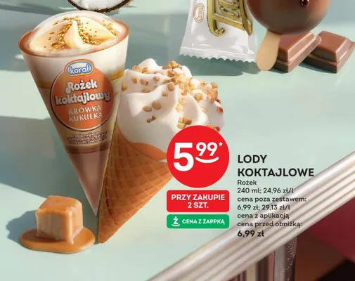 Lody koktajlowe rożek promocja w Żabka