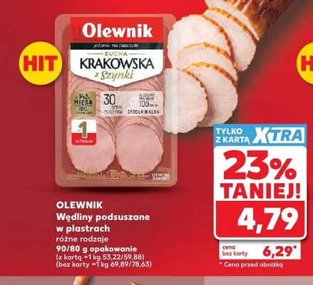 Wędliny podsuszane w plastrach Olewnik promocja w Kaufland