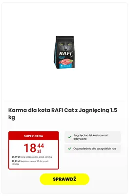 Karma dla kota Rafi Cat z jagnięciną promocja w Media Expert
