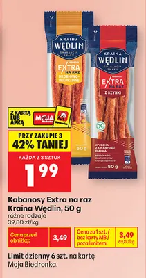 Kabanosy Extra na raz z szynki Kraina Wędlin promocja w Biedronka